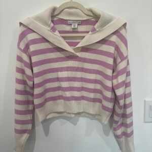 Sincerely Jules Cropped Purple + White Striped Sweater • Women’s Medium